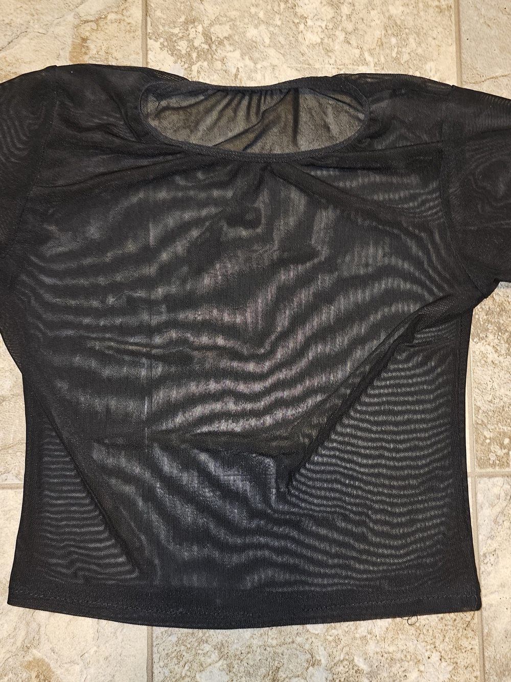 Black Sheer Short Sleeve Women's Top